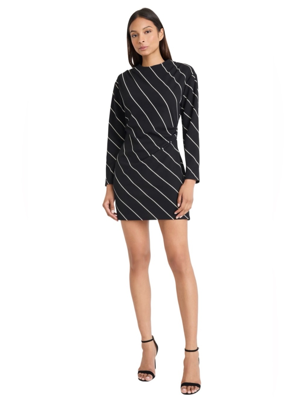 H&M Black Long Sleeve Diagonal Stripe Dress